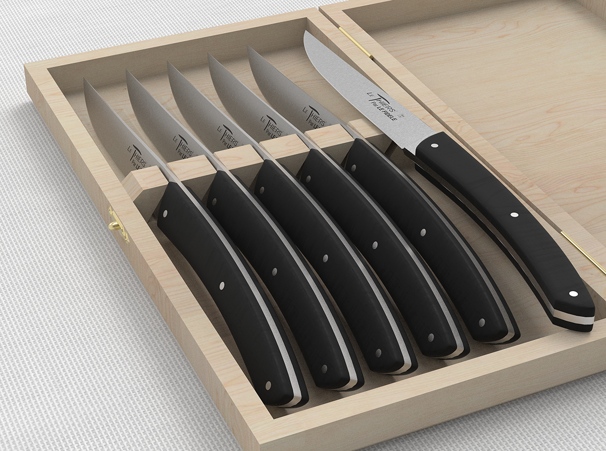 Elegance Set of 6 Steak Knives Black