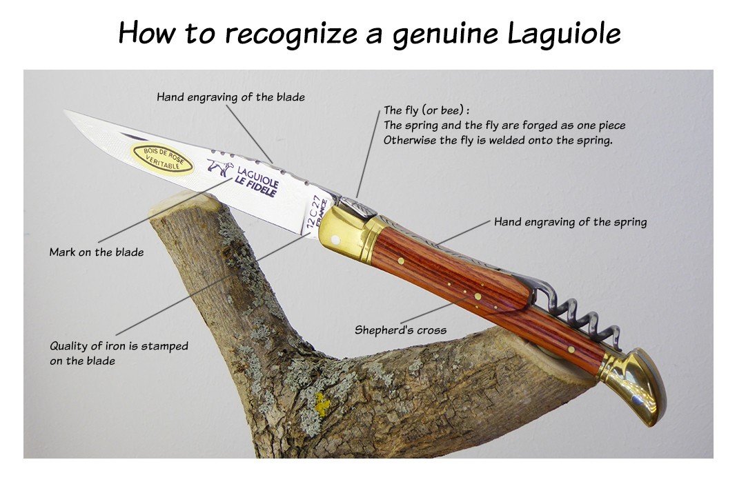 Dubost Laguiole Black Faux Horn Steak Knives - Set of 6